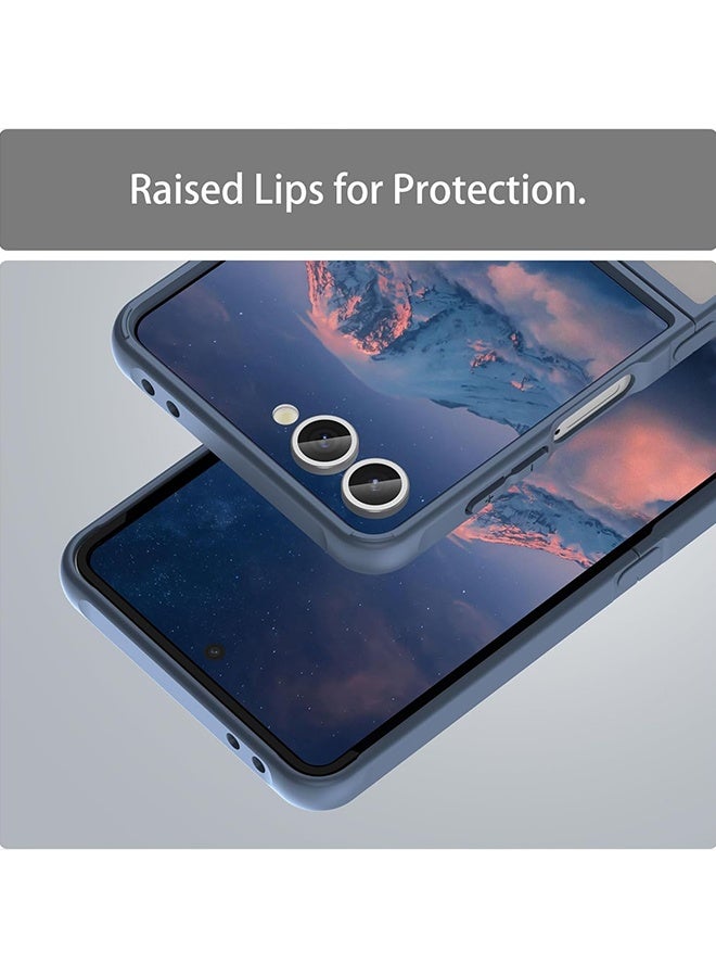 Wffo Compatible with Samsung Galaxy Z Flip 7 Case [Compatible with MagSafe] - Translucent Frosted Phone Case - PC Durable Phone Protector - Magnetic Phone Case - TPU Shockproof Protective Case - Blue - Image 3